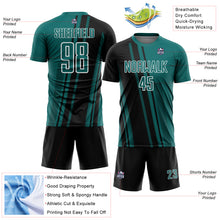 Laden Sie das Bild in den Galerie-Viewer, Custom Teal Black-White Lines Sports Sublimation Soccer Uniform Jersey
