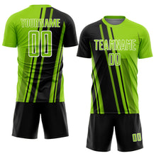 Laden Sie das Bild in den Galerie-Viewer, Custom Neon Green Black-White Lines Sports Sublimation Soccer Uniform Jersey
