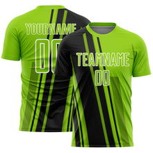 Laden Sie das Bild in den Galerie-Viewer, Custom Neon Green Black-White Lines Sports Sublimation Soccer Uniform Jersey
