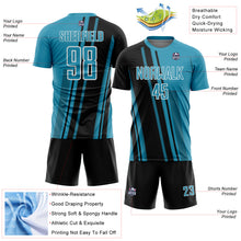 Laden Sie das Bild in den Galerie-Viewer, Custom Panther Blue Black-White Lines Sports Sublimation Soccer Uniform Jersey
