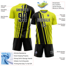 Laden Sie das Bild in den Galerie-Viewer, Custom Neon Yellow Black-White Lines Sports Sublimation Soccer Uniform Jersey
