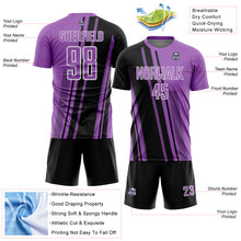 Laden Sie das Bild in den Galerie-Viewer, Custom Medium Purple Black-White Lines Sports Sublimation Soccer Uniform Jersey

