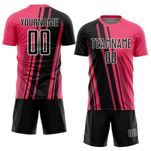 Laden Sie das Bild in den Galerie-Viewer, Custom Neon Pink Black-White Lines Sports Sublimation Soccer Uniform Jersey
