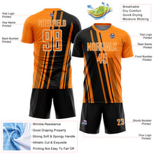 Laden Sie das Bild in den Galerie-Viewer, Custom Bay Orange Black-White Lines Sports Sublimation Soccer Uniform Jersey
