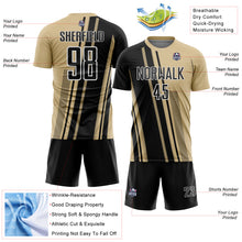 Загрузить изображение в средство просмотра галереи, Custom Vegas Gold Black-White Lines Sports Sublimation Soccer Uniform Jersey
