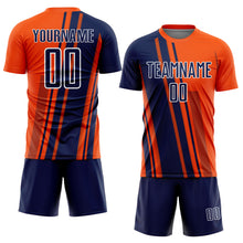 Laden Sie das Bild in den Galerie-Viewer, Custom Orange Navy-White Lines Sports Sublimation Soccer Uniform Jersey
