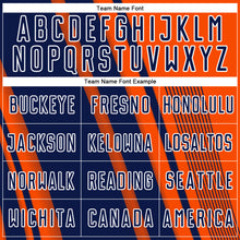 Laden Sie das Bild in den Galerie-Viewer, Custom Orange Navy-White Lines Sports Sublimation Soccer Uniform Jersey
