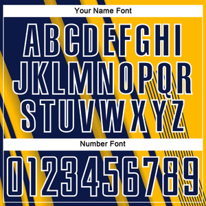 Custom Gold Navy-White Lines Sports Sublimation Soccer Uniform Jersey