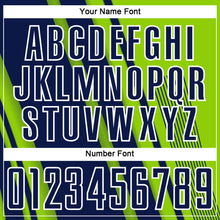 Laden Sie das Bild in den Galerie-Viewer, Custom Neon Green Navy-White Lines Sports Sublimation Soccer Uniform Jersey
