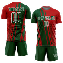 Laden Sie das Bild in den Galerie-Viewer, Custom Red Green-White Lines Sports Sublimation Soccer Uniform Jersey
