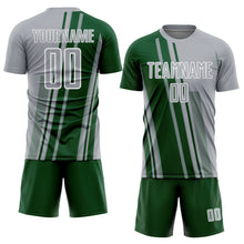 Laden Sie das Bild in den Galerie-Viewer, Custom Gray Green-White Lines Sports Sublimation Soccer Uniform Jersey
