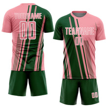 Laden Sie das Bild in den Galerie-Viewer, Custom Medium Pink Green-White Lines Sports Sublimation Soccer Uniform Jersey

