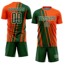Laden Sie das Bild in den Galerie-Viewer, Custom Orange Green-White Lines Sports Sublimation Soccer Uniform Jersey
