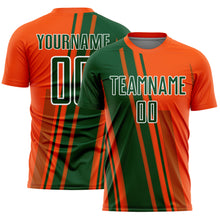 Laden Sie das Bild in den Galerie-Viewer, Custom Orange Green-White Lines Sports Sublimation Soccer Uniform Jersey
