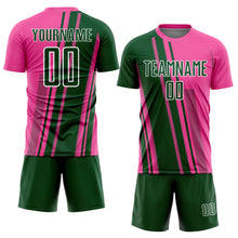 Laden Sie das Bild in den Galerie-Viewer, Custom Pink Green-White Lines Sports Sublimation Soccer Uniform Jersey
