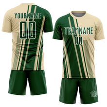 Laden Sie das Bild in den Galerie-Viewer, Custom Cream Green-White Lines Sports Sublimation Soccer Uniform Jersey
