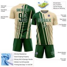 Laden Sie das Bild in den Galerie-Viewer, Custom Cream Green-White Lines Sports Sublimation Soccer Uniform Jersey
