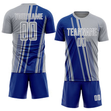 Laden Sie das Bild in den Galerie-Viewer, Custom Gray Royal-White Lines Sports Sublimation Soccer Uniform Jersey
