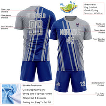 Laden Sie das Bild in den Galerie-Viewer, Custom Gray Royal-White Lines Sports Sublimation Soccer Uniform Jersey
