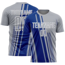 Laden Sie das Bild in den Galerie-Viewer, Custom Gray Royal-White Lines Sports Sublimation Soccer Uniform Jersey
