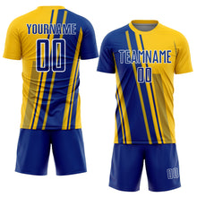 Laden Sie das Bild in den Galerie-Viewer, Custom Yellow Royal-White Lines Sports Sublimation Soccer Uniform Jersey
