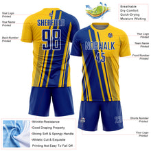 Laden Sie das Bild in den Galerie-Viewer, Custom Yellow Royal-White Lines Sports Sublimation Soccer Uniform Jersey
