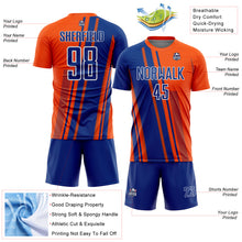 Laden Sie das Bild in den Galerie-Viewer, Custom Orange Royal-White Lines Sports Sublimation Soccer Uniform Jersey
