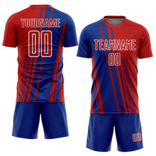 Laden Sie das Bild in den Galerie-Viewer, Custom Red Royal-White Lines Sports Sublimation Soccer Uniform Jersey
