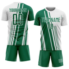 Laden Sie das Bild in den Galerie-Viewer, Custom White Kelly Green Lines Sports Sublimation Soccer Uniform Jersey
