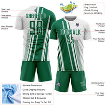 Laden Sie das Bild in den Galerie-Viewer, Custom White Kelly Green Lines Sports Sublimation Soccer Uniform Jersey
