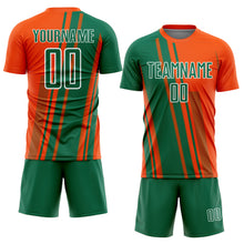 Laden Sie das Bild in den Galerie-Viewer, Custom Orange Kelly Green-White Lines Sports Sublimation Soccer Uniform Jersey
