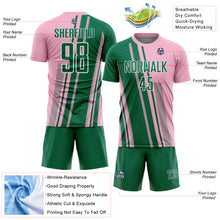 Laden Sie das Bild in den Galerie-Viewer, Custom Light Pink Kelly Green-White Lines Sports Sublimation Soccer Uniform Jersey
