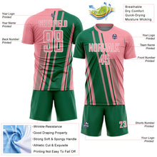 Laden Sie das Bild in den Galerie-Viewer, Custom Medium Pink Kelly Green-White Lines Sports Sublimation Soccer Uniform Jersey
