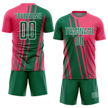 Laden Sie das Bild in den Galerie-Viewer, Custom Neon Pink Kelly Green-White Lines Sports Sublimation Soccer Uniform Jersey
