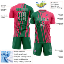 Laden Sie das Bild in den Galerie-Viewer, Custom Neon Pink Kelly Green-White Lines Sports Sublimation Soccer Uniform Jersey

