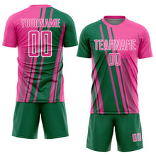 Laden Sie das Bild in den Galerie-Viewer, Custom Pink Kelly Green-White Lines Sports Sublimation Soccer Uniform Jersey
