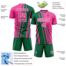 Laden Sie das Bild in den Galerie-Viewer, Custom Pink Kelly Green-White Lines Sports Sublimation Soccer Uniform Jersey
