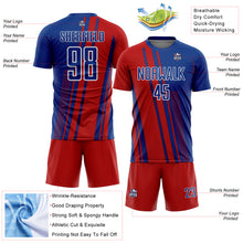 Laden Sie das Bild in den Galerie-Viewer, Custom Royal Red-White Lines Sports Sublimation Soccer Uniform Jersey
