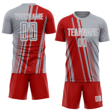 Laden Sie das Bild in den Galerie-Viewer, Custom Gray Red-White Lines Sports Sublimation Soccer Uniform Jersey
