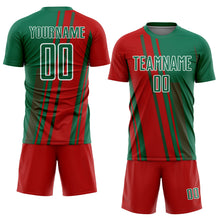 Laden Sie das Bild in den Galerie-Viewer, Custom Kelly Green Red-White Lines Sports Sublimation Soccer Uniform Jersey

