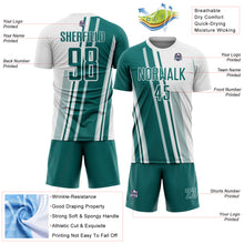 Laden Sie das Bild in den Galerie-Viewer, Custom White Teal Lines Sports Sublimation Soccer Uniform Jersey
