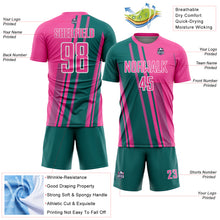 Laden Sie das Bild in den Galerie-Viewer, Custom Pink Teal-White Lines Sports Sublimation Soccer Uniform Jersey
