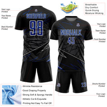 Laden Sie das Bild in den Galerie-Viewer, Custom Black Royal-White Lines Sports Sublimation Soccer Uniform Jersey
