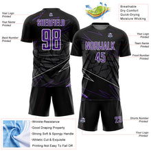 Laden Sie das Bild in den Galerie-Viewer, Custom Black Purple-White Lines Sports Sublimation Soccer Uniform Jersey
