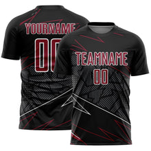 Laden Sie das Bild in den Galerie-Viewer, Custom Black Crimson-White Lines Sports Sublimation Soccer Uniform Jersey
