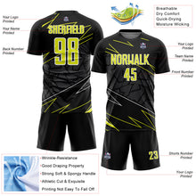 Laden Sie das Bild in den Galerie-Viewer, Custom Black Neon Yellow-White Lines Sports Sublimation Soccer Uniform Jersey
