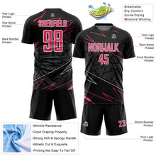Laden Sie das Bild in den Galerie-Viewer, Custom Black Neon Pink-White Lines Sports Sublimation Soccer Uniform Jersey
