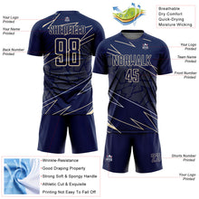 Laden Sie das Bild in den Galerie-Viewer, Custom Navy Cream Lines Sports Sublimation Soccer Uniform Jersey
