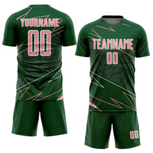 Load image into Gallery viewer, Custom Green Medium Pink-White Lines Sports Sublimation Soccer Uniform Jersey
