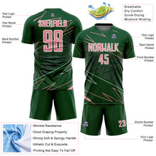 Load image into Gallery viewer, Custom Green Medium Pink-White Lines Sports Sublimation Soccer Uniform Jersey
